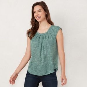 LC Lauren Conrad sea-foam green polka dot top